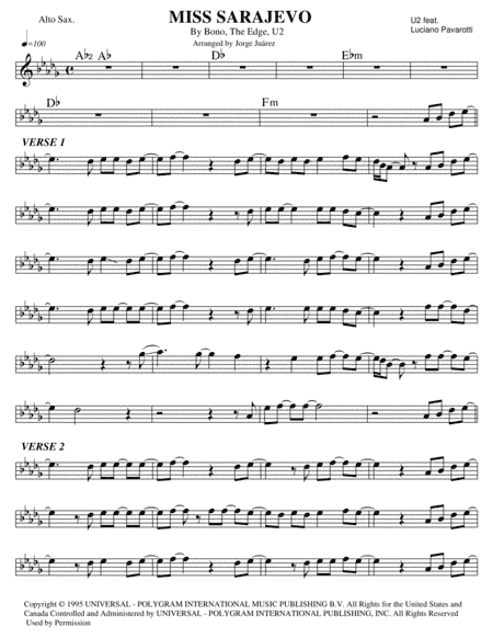 Miss Sarajevo (arr. Jorge Juárez)
