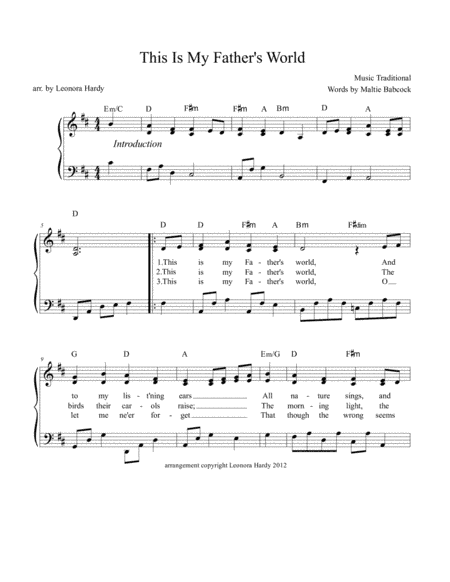 This Is My Father's World (arr. Leonora Hardy)