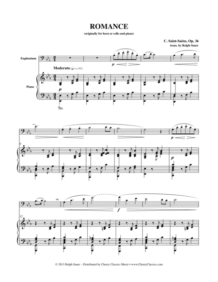 Romance, Opus 36 for Euphonium & Piano (arr. Ralph Sauer)