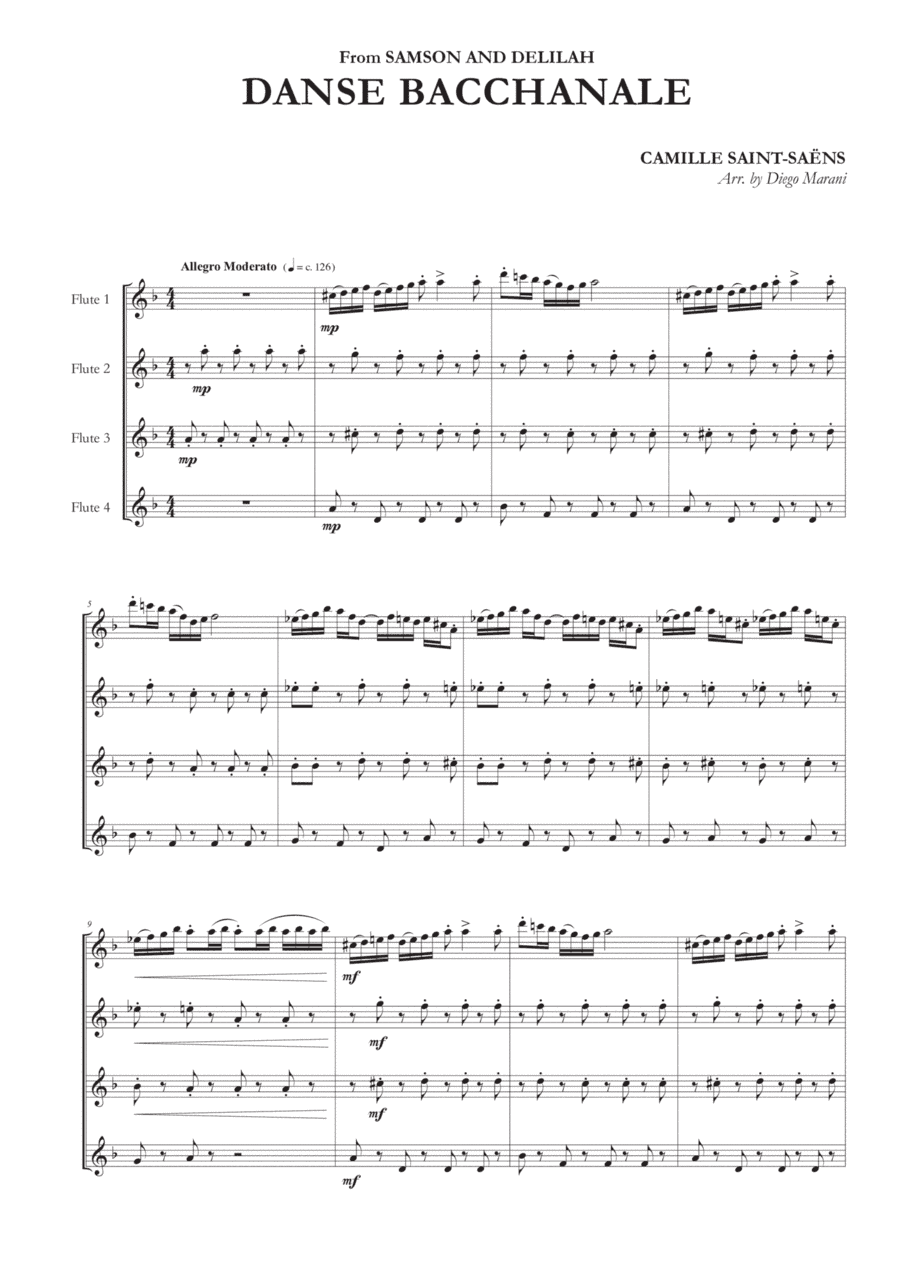 Danse Bacchanale for Flute Quartet (arr. Diego Marani)
