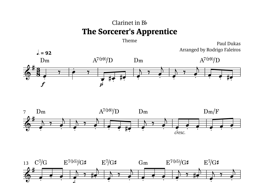 The Sorcerer's Apprentice theme (arr. Rodrigo Faleiros)