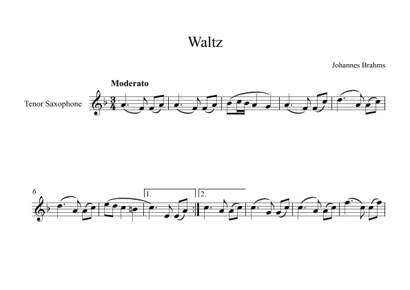Waltz (Op. 39 No. 15) - Johannes Brahms (Tenor Sax) (arr. Digital Book Music)