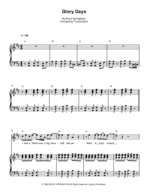 Glory Days (arr. Tunescribers)