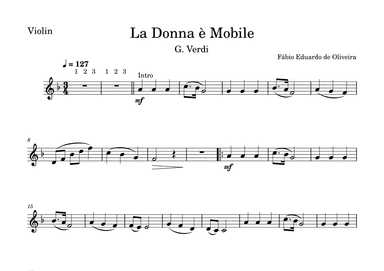La Donna è Mobile - Rigoletto (Verdi)  - Easy Arrangement (arr. Fabio Eduardo de Oliveira)