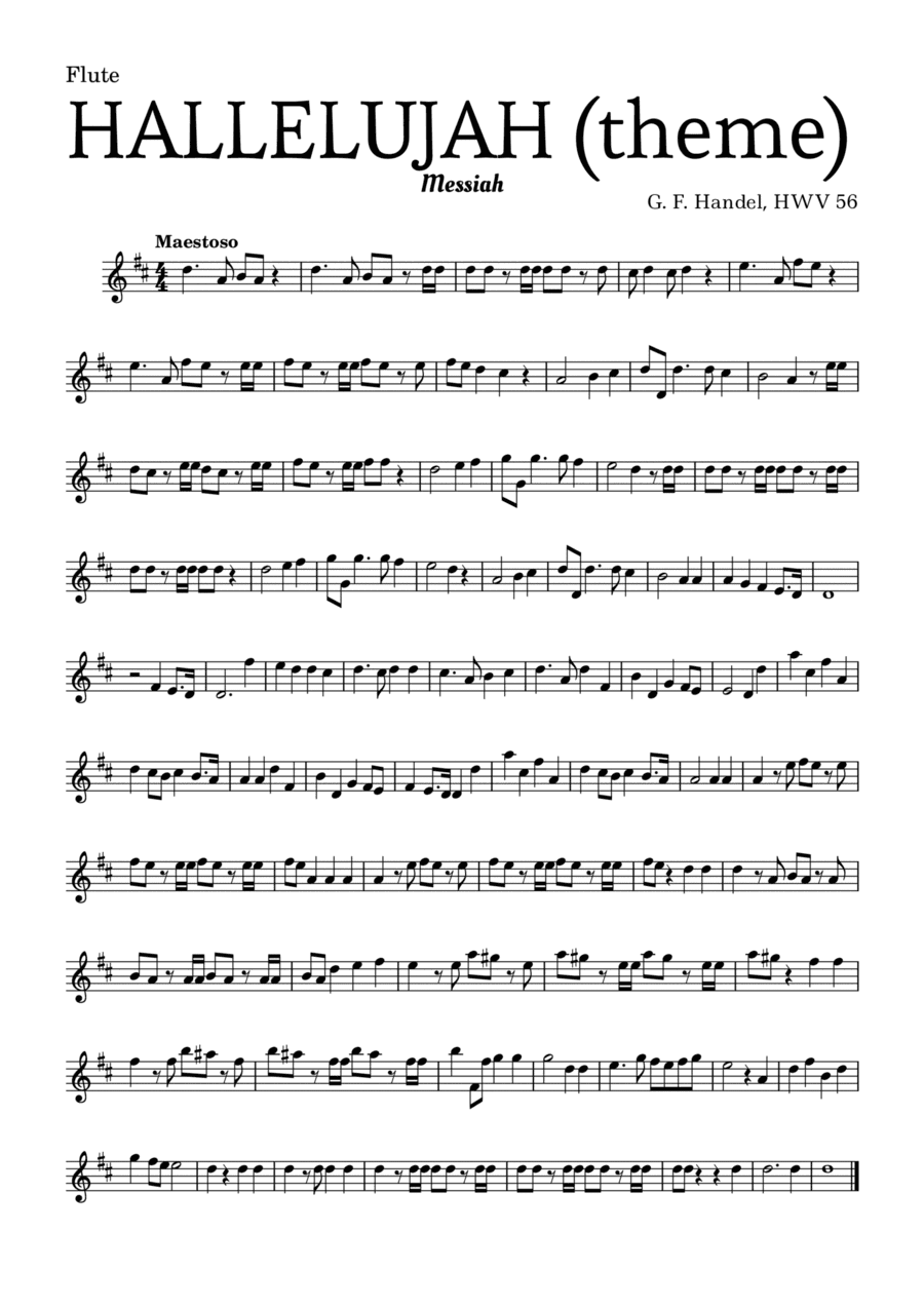 Aleluia (HALLELUJAH), of the Messiah - for Flute and accompaniment (arr. Leyandder Trustworthy)