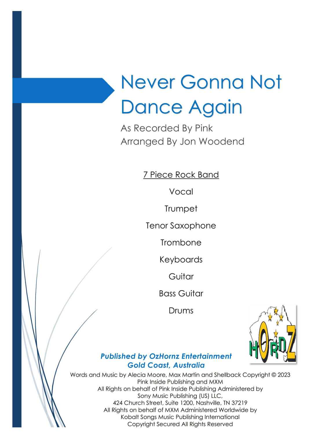 Never Gonna Not Dance Again (arr. Jon Woodend)