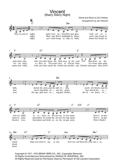 Vincent (Starry Starry Night) (arr. Jem Sherwill)