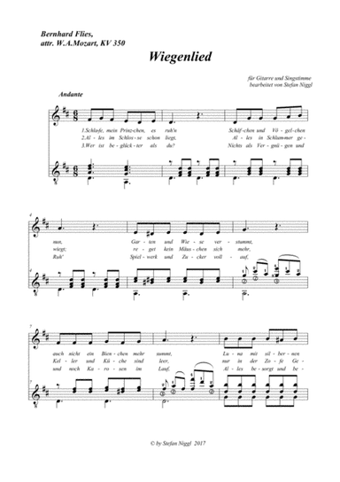 "Wiegenlied", KV 350 for Voice and Guitar (arr. Stefan Niggl)
