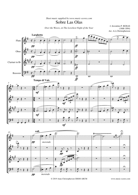 Over the Waves - Wind Quartet (arr. Anne L Christopherson GRSM ARCM)