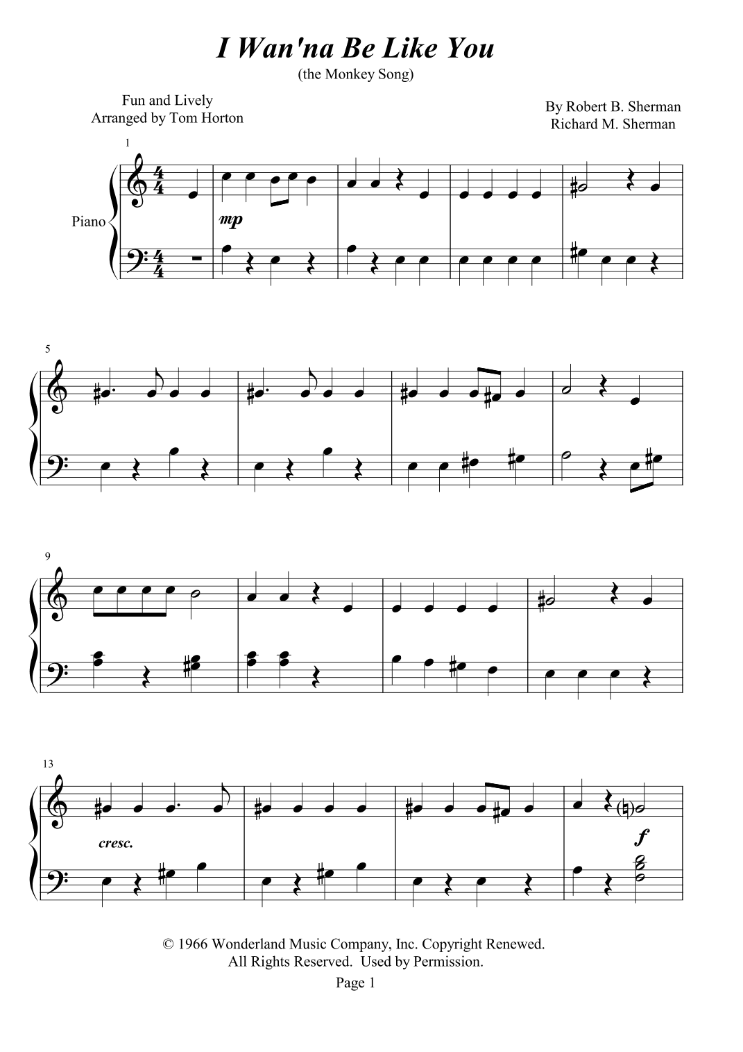 I Wan'na Be Like You (the Monkey Song) (arr. Tom Horton)