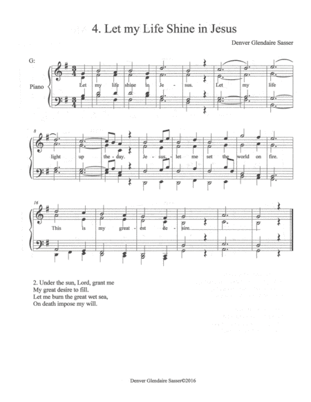 Hymn No. 4, Let My Life Shine in Jesus