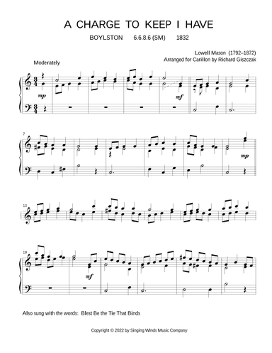 A Charge to Keep I Have (BOYLSTON) (arr. Richard Giszczak)