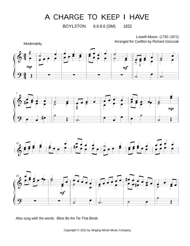 A Charge to Keep I Have (BOYLSTON) (arr. Richard Giszczak)