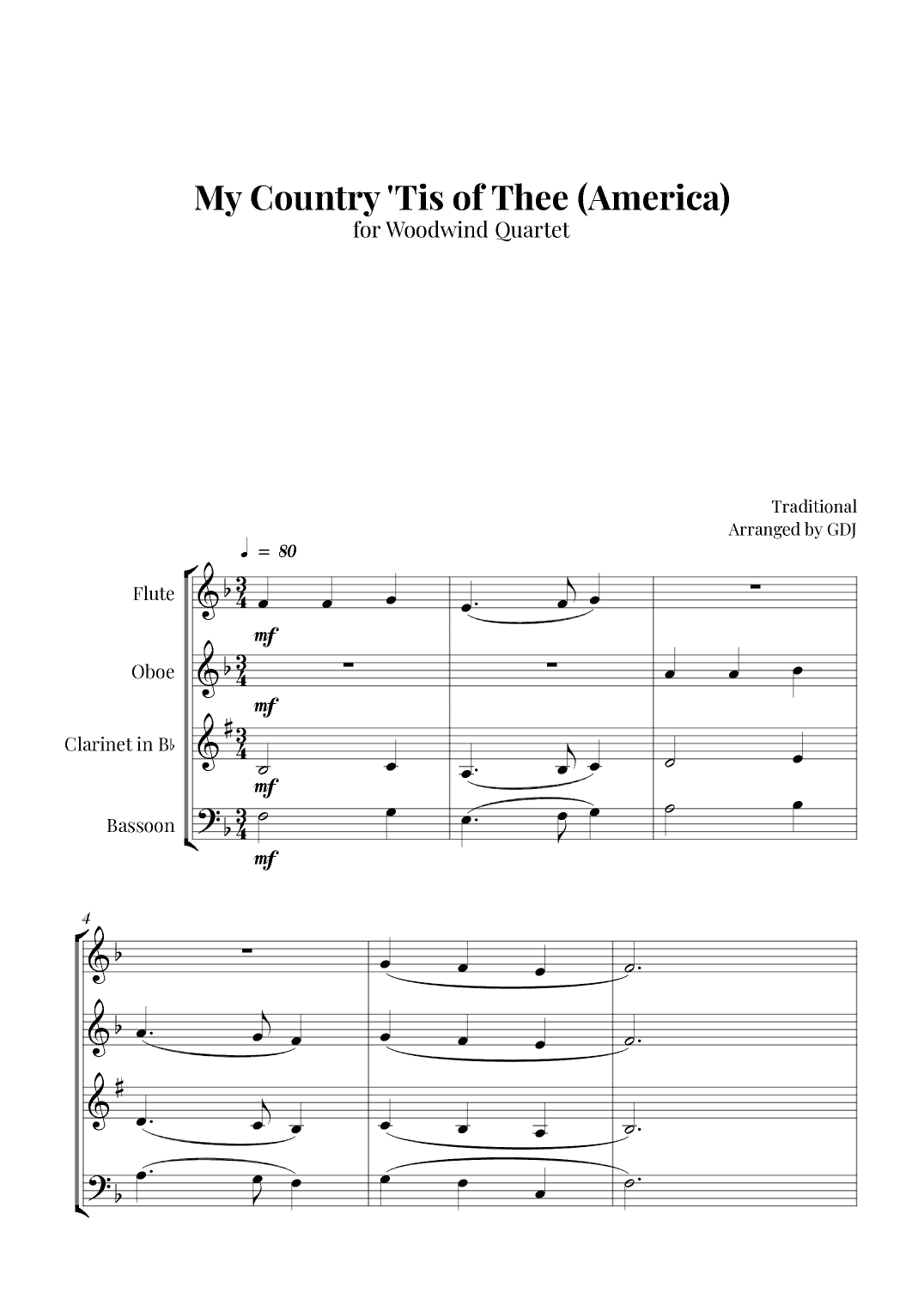 My Country 'Tis of Thee (America) (arr. GDJ)