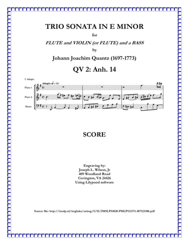 Quantz Trio Sonata in E Minor, QV 2: Anh. 14 (arr. Joseph L. Wilson, Jr.)