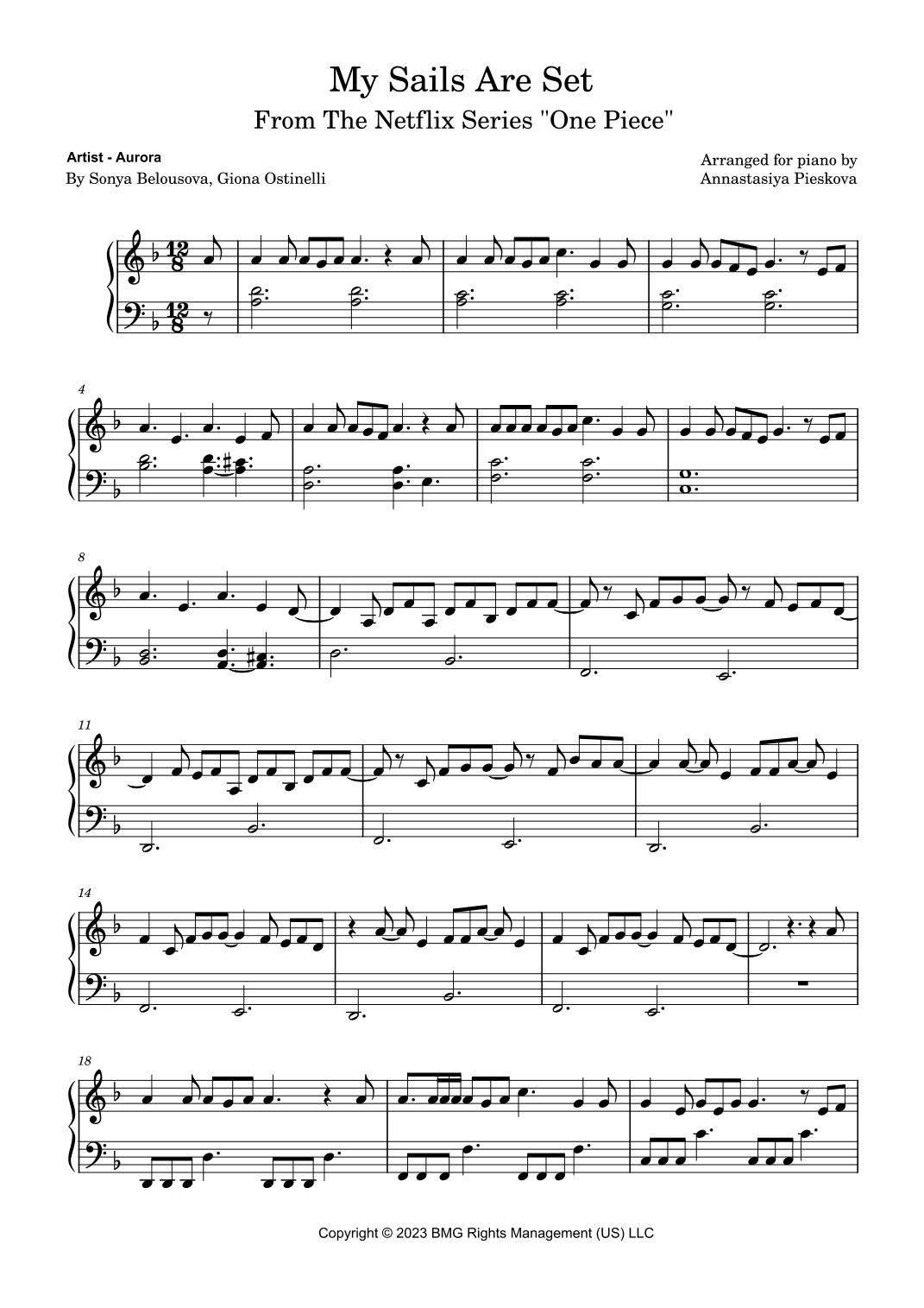My Sails Are Set (arr. Annastasiya Pieskova)