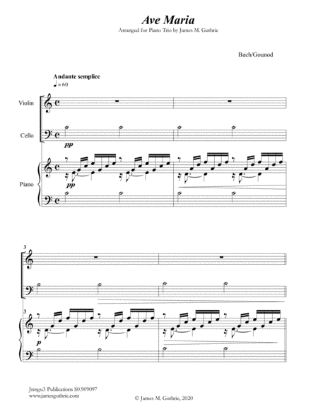 Bach-Gounod: Ave Maria for Piano Trio (arr. James M. Guthrie)