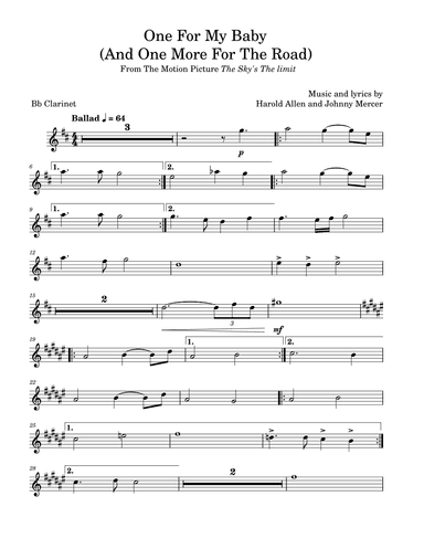 One For My Baby (and One More For The Road) (arr. David Lartey)