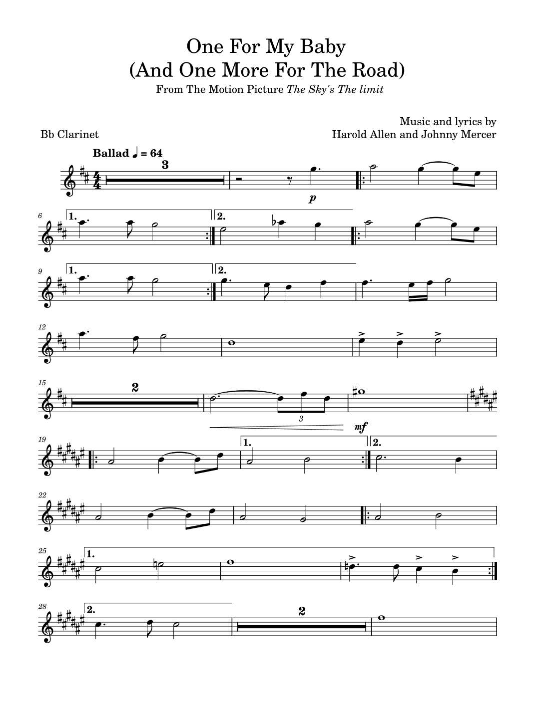 One For My Baby (and One More For The Road) (arr. David Lartey)