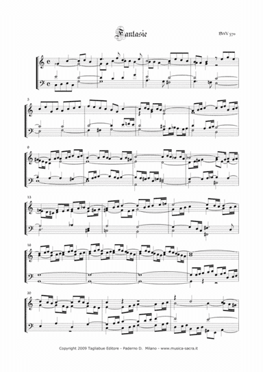FANTASIE IN C MAJOR - BWV 570 - For Organ 3 staff (arr. Marcello Meneguzzo)