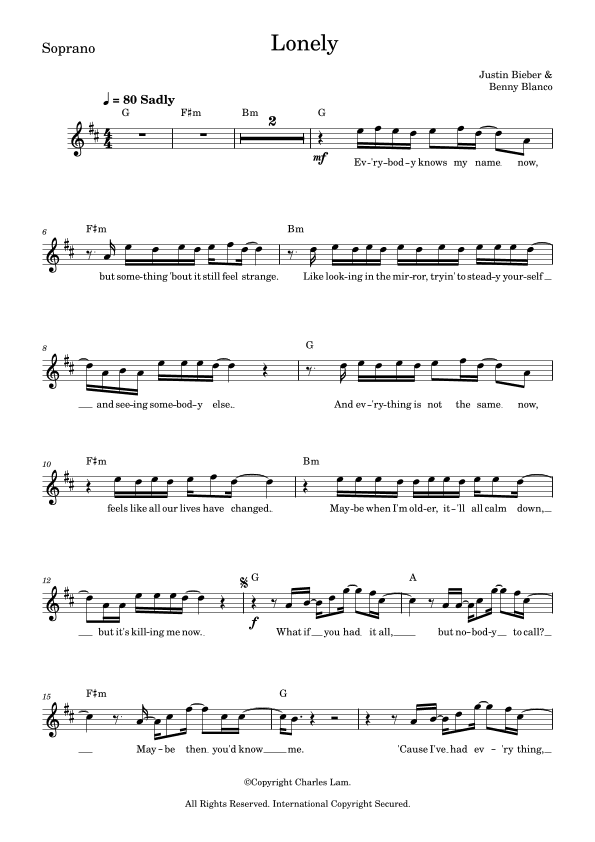 Lonely (arr. Charles Lam)