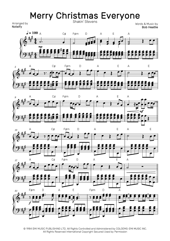 Merry Christmas Everyone (arr. Noteify)