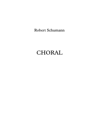 Choral - Robert Schumann (arr. Jope)