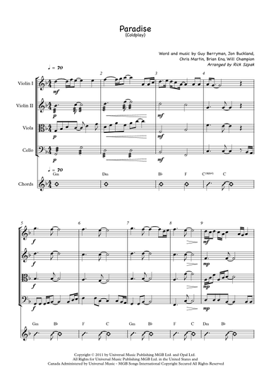Paradise (arr. Rick Szpak)