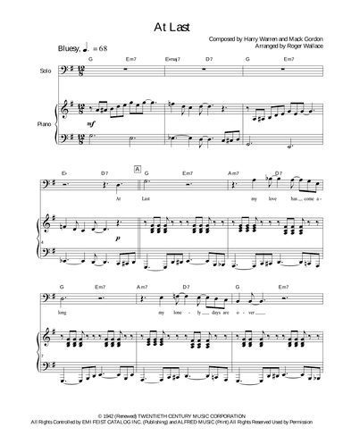At Last (arr. Roger Wallace)