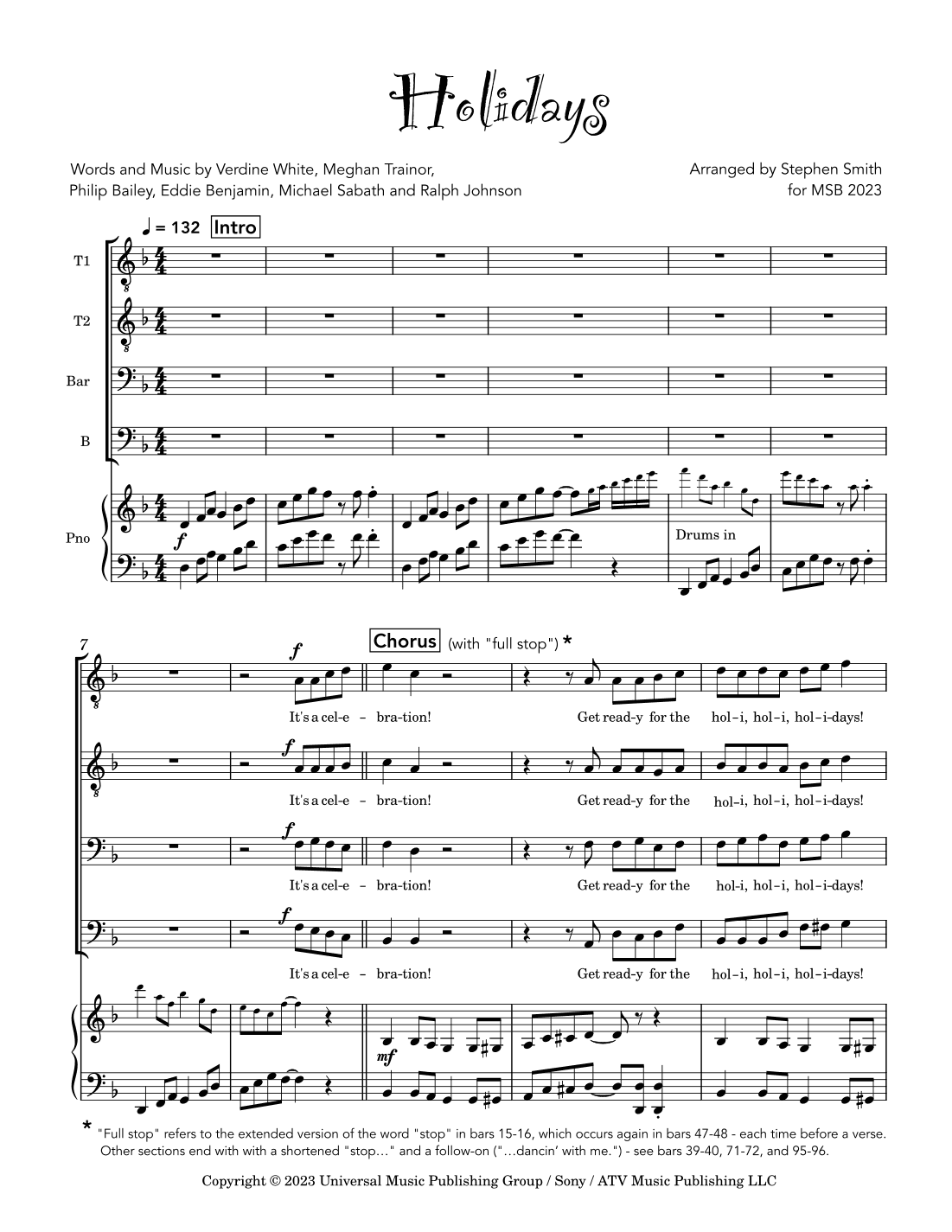 Holidays (arr. Stephen Smith)