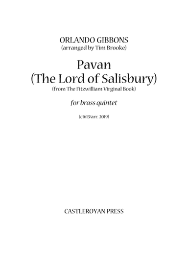 Pavan (The Lord Salisbury) - brass quintet (score) (arr. Tim Brooke)