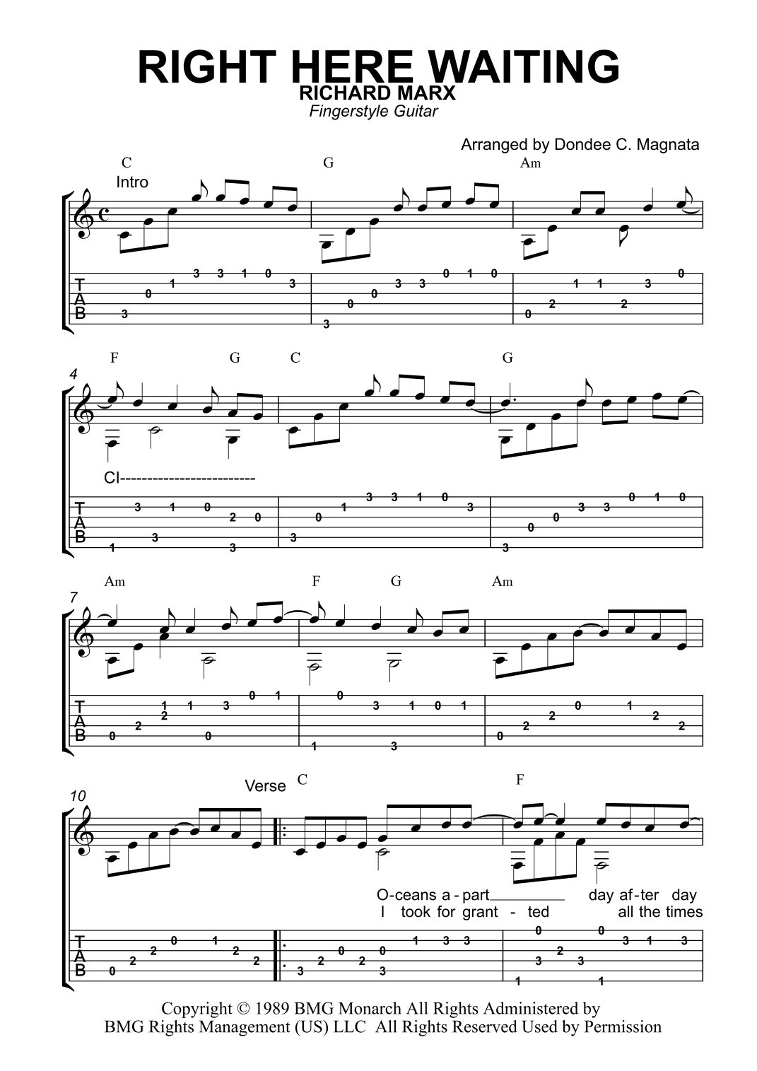 Right Here Waiting (arr. Dondee)