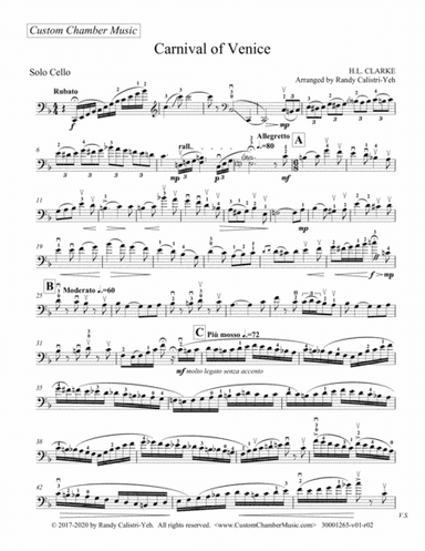 Clarke Carnival of Venice (solo cello) (arr. Randy Calistri-Yeh)