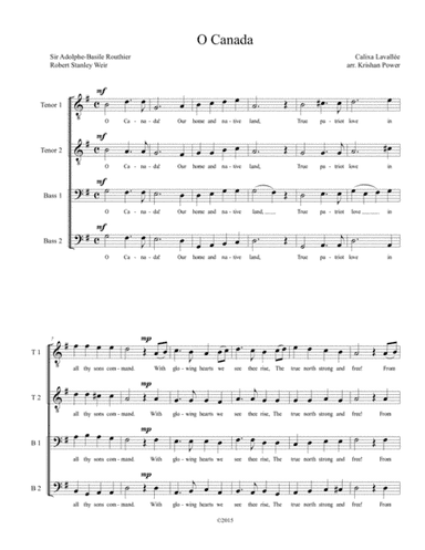 O Canada (TTBB) (arr. Krishan Power)