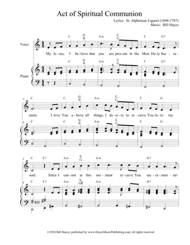Act of Spiritual Communion (piano/vocal)