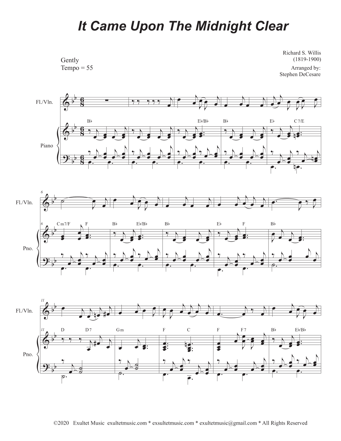 It Came Upon The Midnight Clear (Flute or Violin solo and Piano) (arr. Stephen DeCesare)