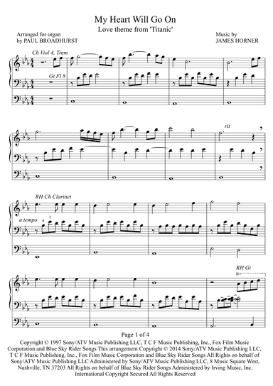 My Heart Will Go On (love Theme From 'titanic') (arr. Paul Broadhurst)