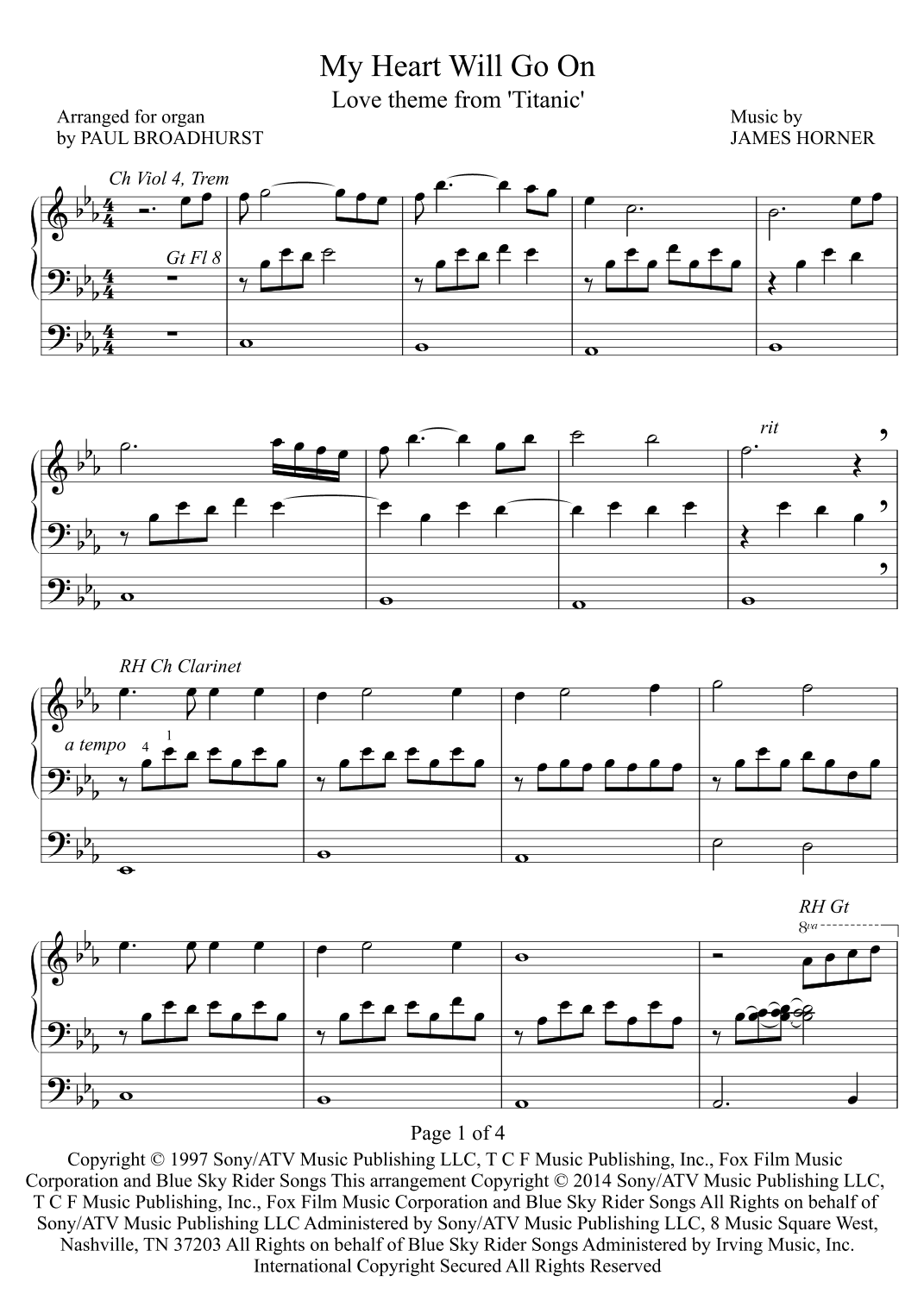 My Heart Will Go On (love Theme From 'titanic') (arr. Paul Broadhurst)