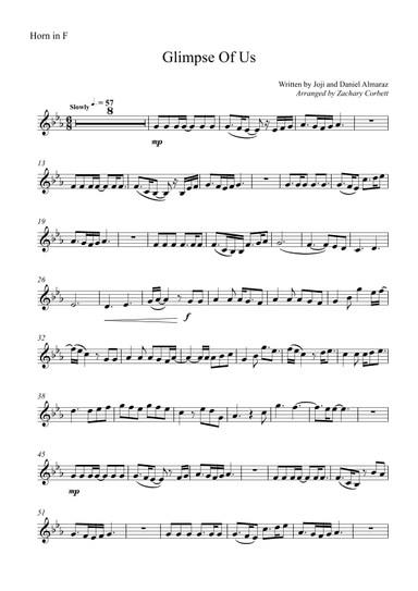 Glimpse Of Us (arr. Zachary Corbett)