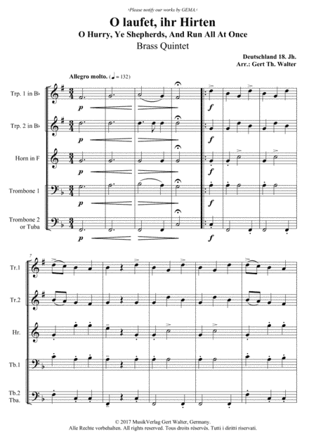 O Hurry, Ye Shepherds, And Run All At Once (arr. Gert Th. Walter)