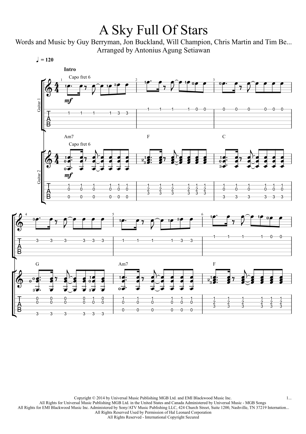 A Sky Full Of Stars (arr. Antonius Agung Setiawan)