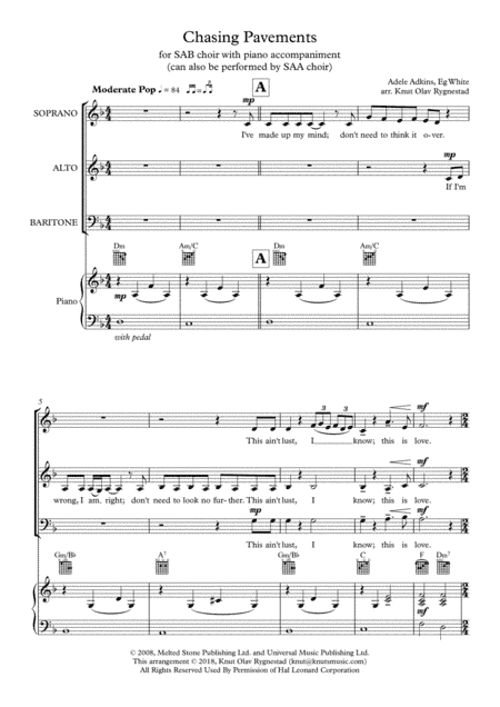 Chasing Pavements (arr. Knut Olav Rygnestad)