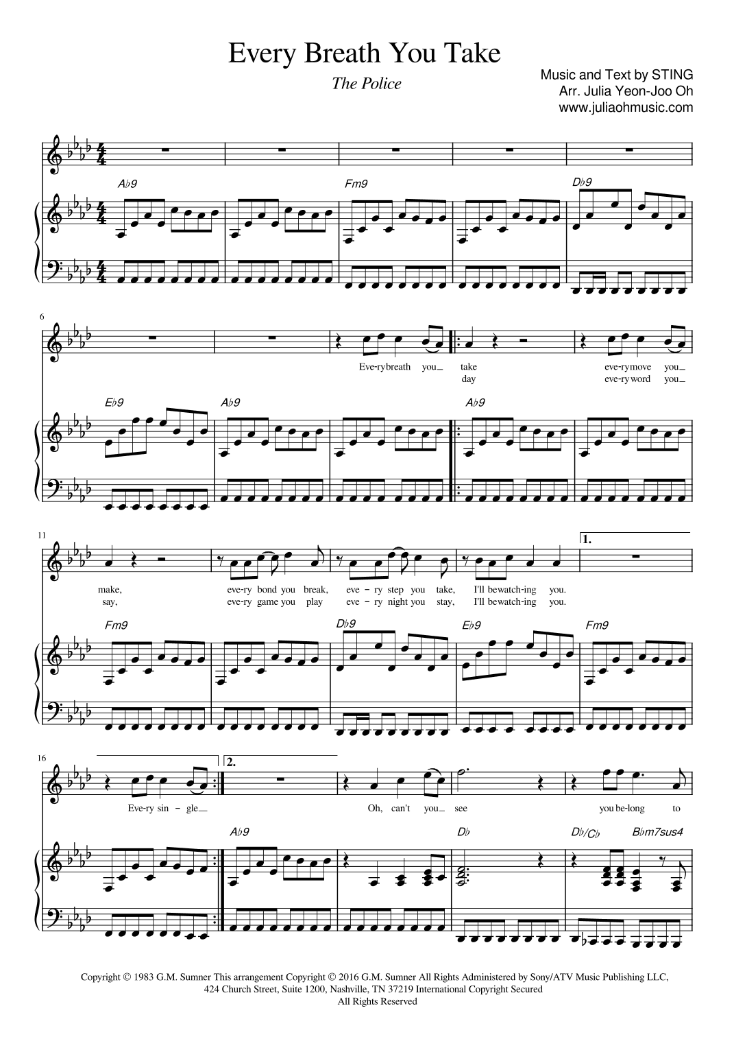 Every Breath You Take (arr. Julia Yeon-Joo Oh)