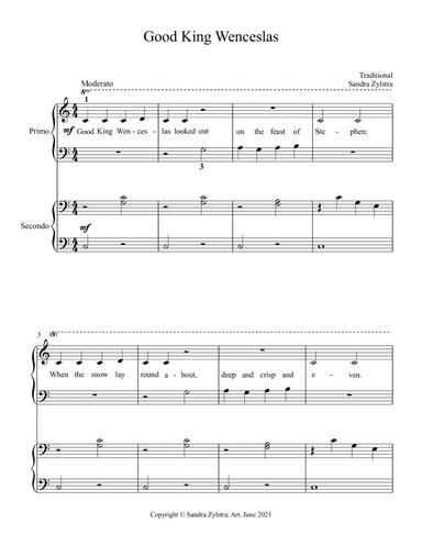 Good King Wenceslas  (beginning solo with optional elementary duet) (arr. Sandra Zylstra)