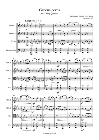 Greensleeves - String Quartet (arr. Tim Cais)