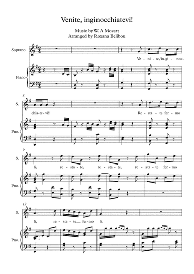 Venite, Inginocchiatevi by W. A Mozart Soprano & Piano (arr. Roxana Belibou)