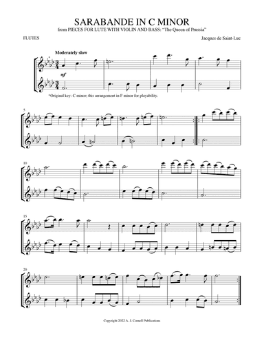 Sarabande in C Minor (from Pieces for Lute with Violin and Bass: "The Queen of Prussia") (arr. Mark Phillips)