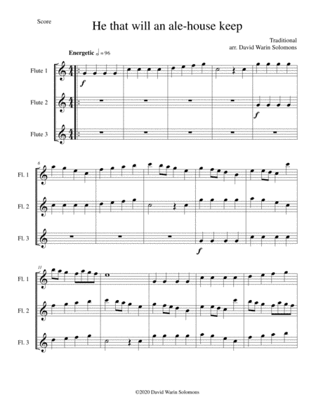 He that will an ale-house keep for 3 flutes (arr. David Warin Solomons)