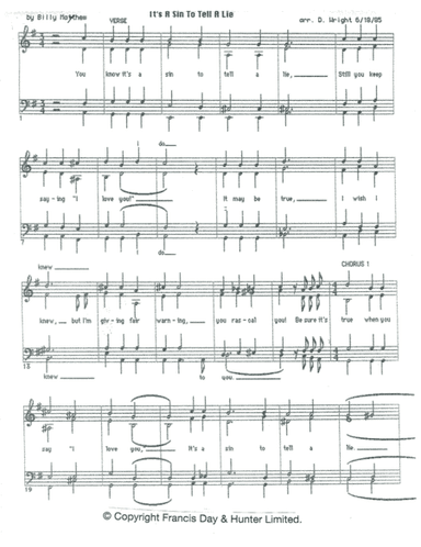 It's A Sin To Tell A Lie (arr. David Wright)