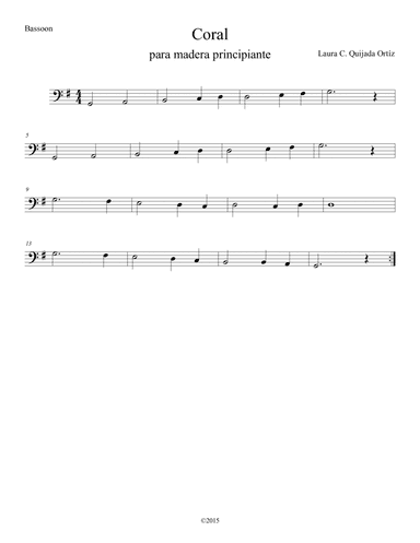 Coral para Madera, nivel principiante. BASSOON PART.